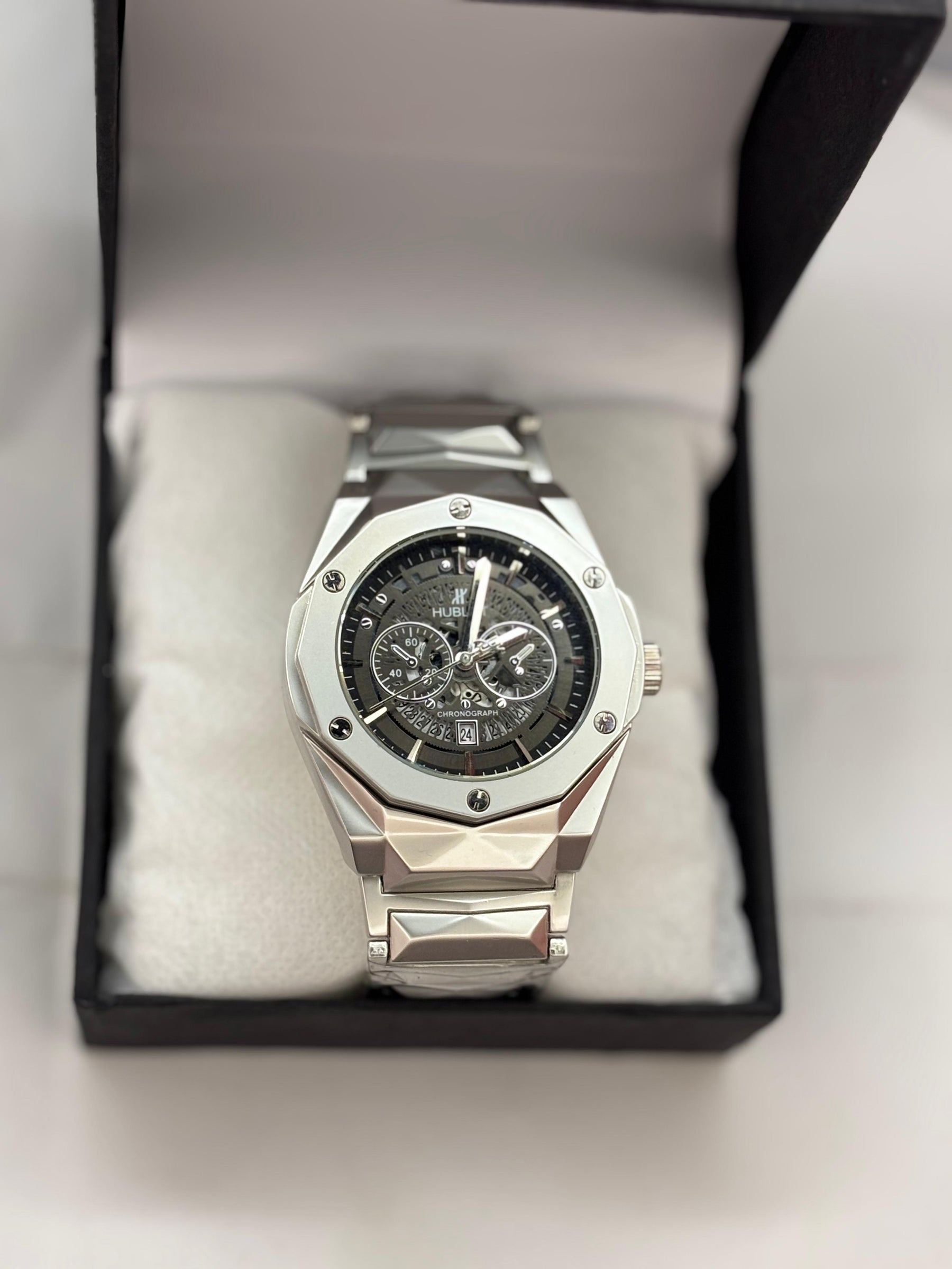 Hublot Skeleton Dial - Silver Chain Watch
