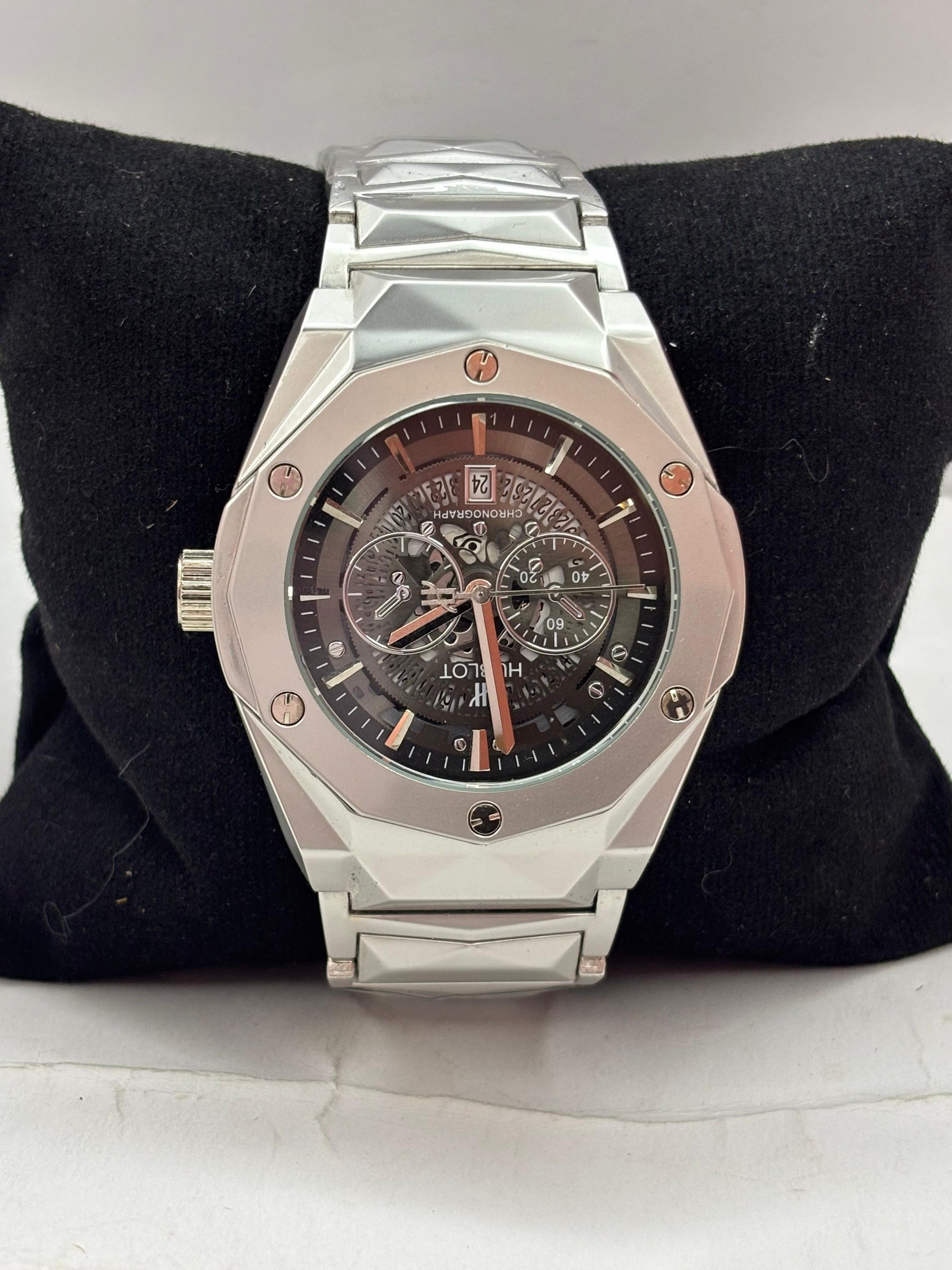 Hublot Skeleton Dial - Silver Chain Watch