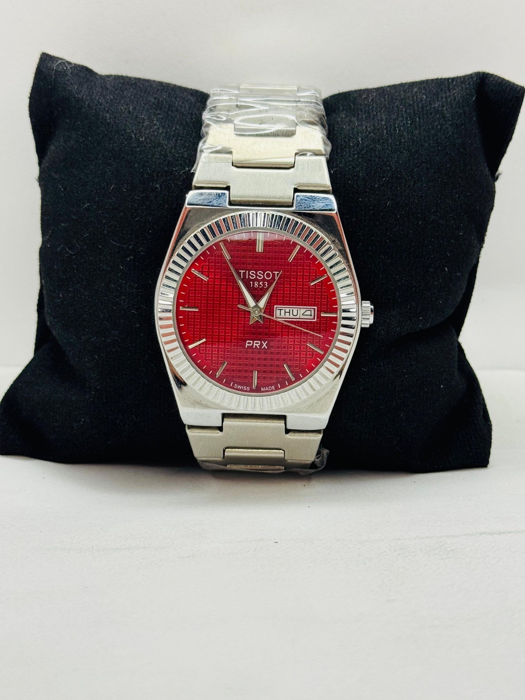 Tissot PXR 1853 Red Dail Masterpiece of Elegance Heavy Duty Stainless steel Mate or Chain Silver Strap