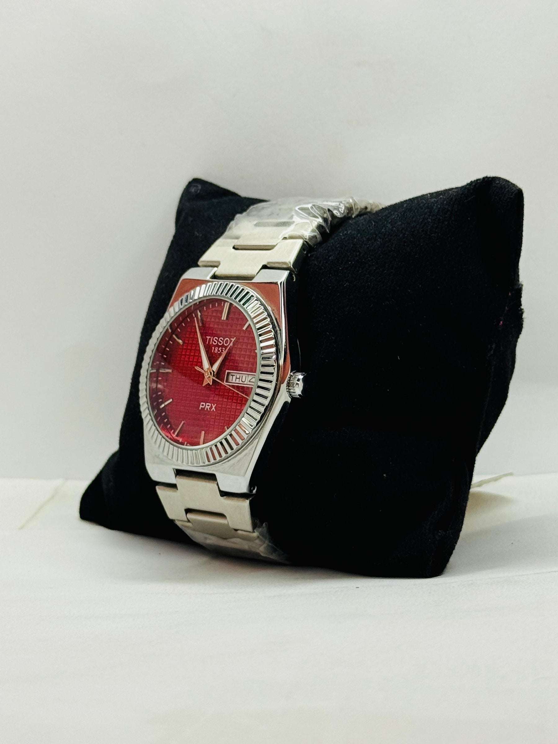Tissot PXR 1853 Red Dail Masterpiece of Elegance Heavy Duty Stainless steel Mate or Chain Silver Strap