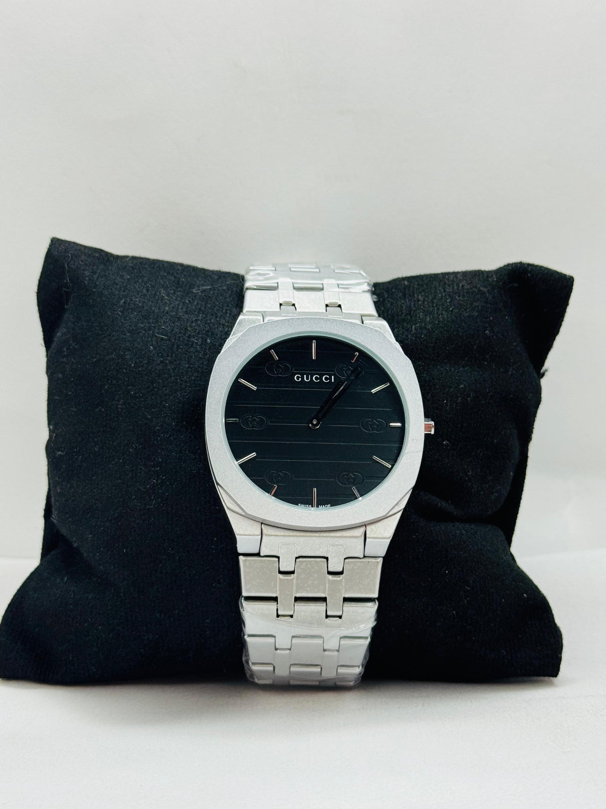 Gucci Slim fit jet Black Stainless Steel Mate Chain Strap