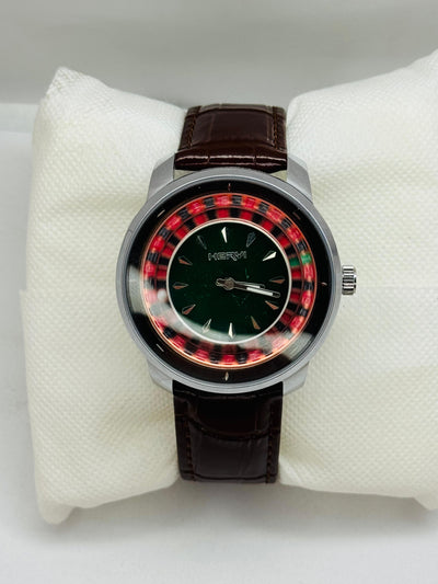 HERYI CASINO 360 ROTATING DAIL WITH CLASSIC SCRATCH LESS LETHER STRAP