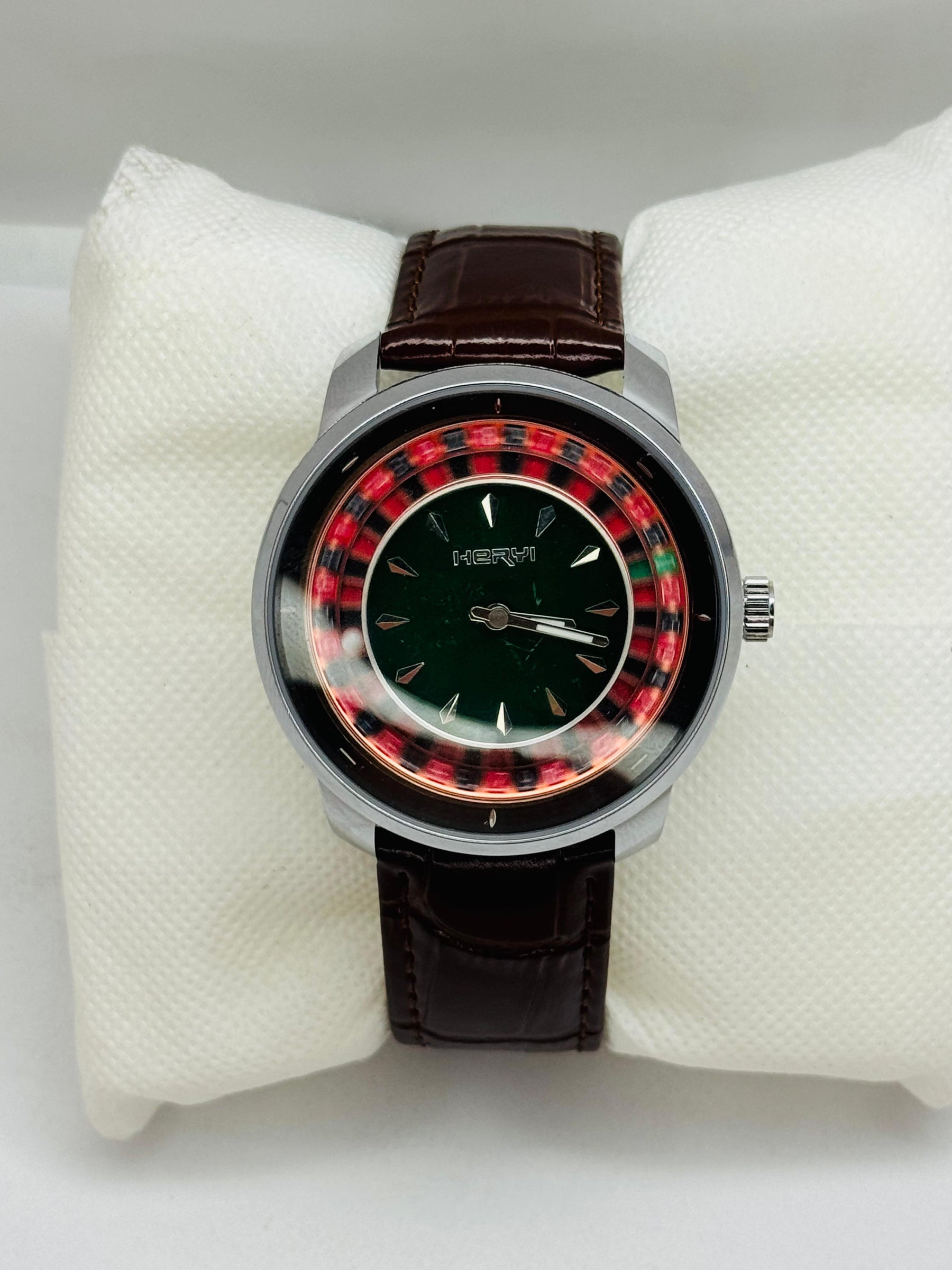 HERYI CASINO 360 ROTATING DAIL WITH CLASSIC SCRATCH LESS LETHER STRAP