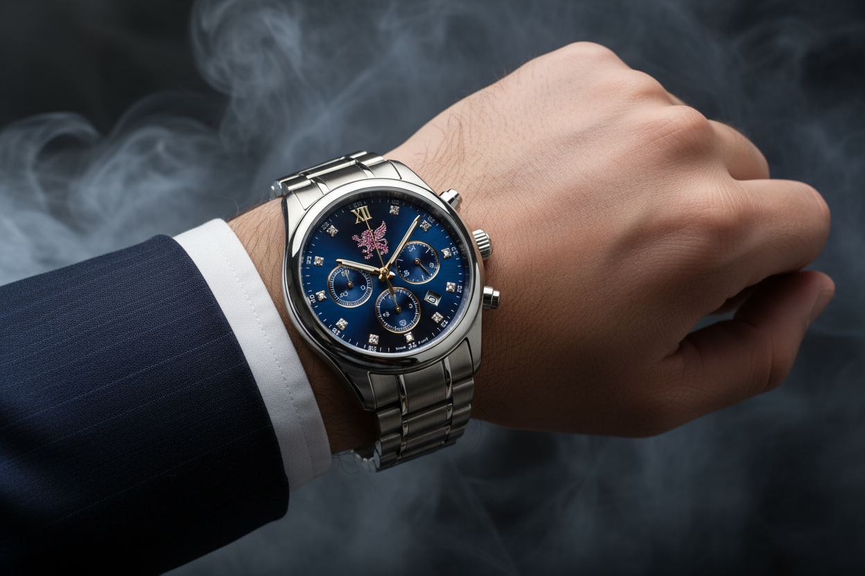 succes way watch wear in hand smokey background