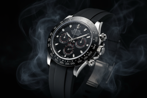 with black rubber strap